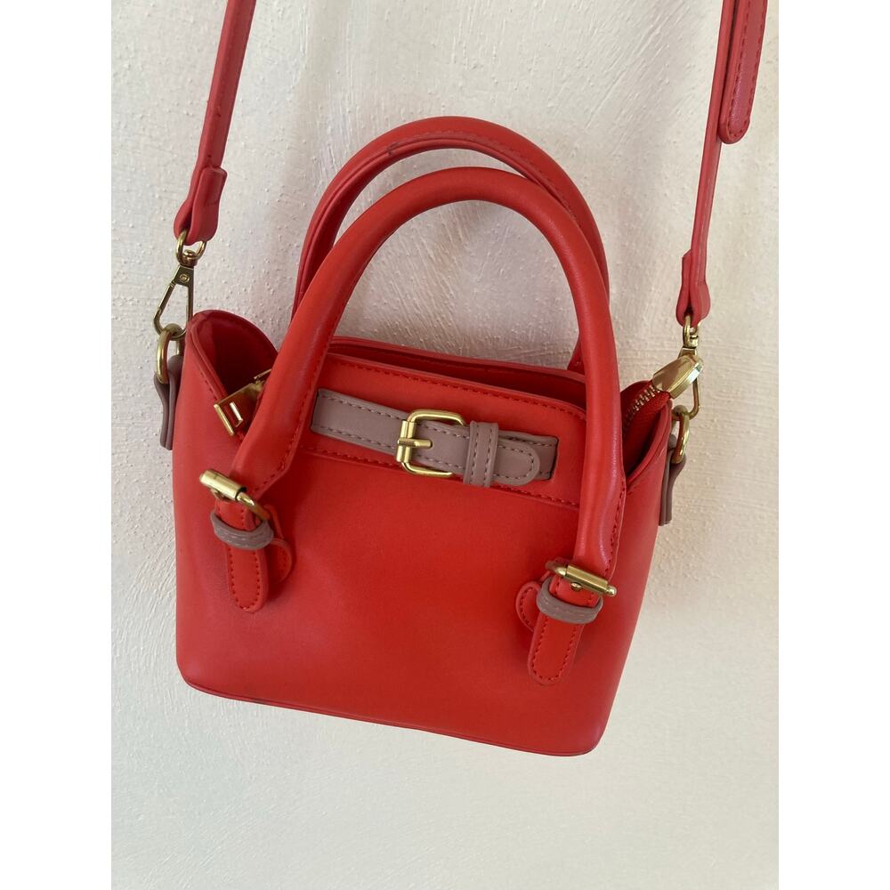 Anthropologie Agathe Mini Satchel Crossbody Bag Remi/Reid- red/orange Coral - Picture 3 of 14